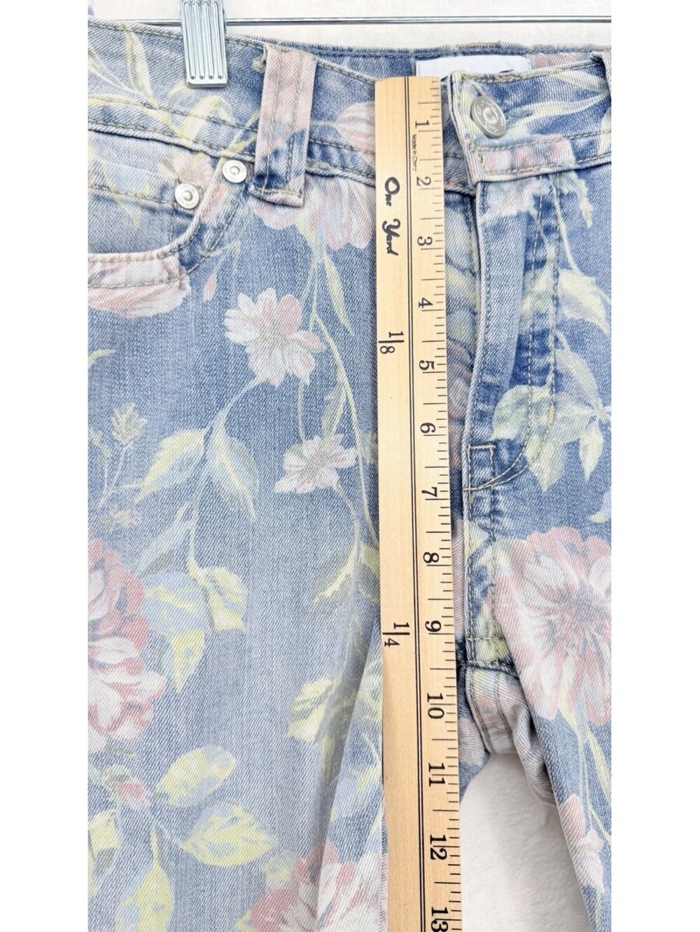 Seven 7 Cropped Jeans 6 Womens Light Blue Floral Print Starlette Crop New - Picture 10 of 12